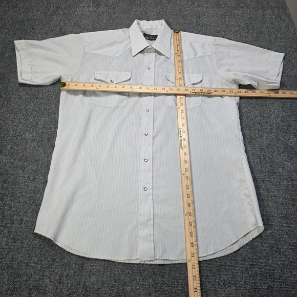 Panhandle Slim Men Short Sleeve Western Shirt Pearl Snap White Pinstripe Size XL - Picture 3 of 4